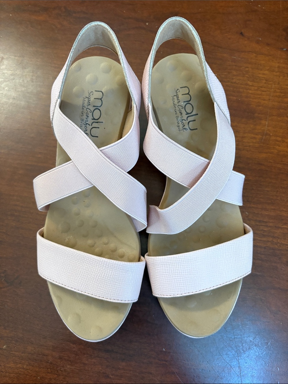 Malu Women's Light Pink Elastic Cross-Strap Sandals